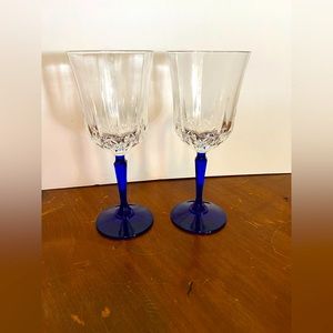 VTG St George American Heritage Cobalt Blue Wine Glasses. (2). 4 Sets Available